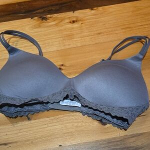 Aerie Charcoal Lace Accent Bra